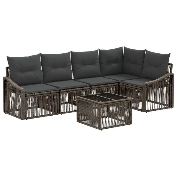 vidaXL Ensemble de canapé de jardin 6 Pièces Gris polyrotin