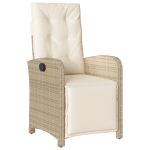 vidaXL Chaise inclinable de jardin et repose-pied beige résine tressée