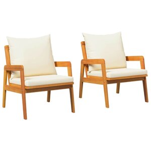 vidaXL Chaise de jardin avec coussin 2 Pièces Marron Bois d'acacia massif