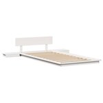 vidaXL Cadre de Lit au Sol avec Tables de Chevet Blanches 90x190cm Bois Massif