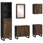 vidaXL Ensemble de mobilier de salle de bain avec tiroir avec étagère avec stockage avec porte avec miroir 5 Pièces Blanc