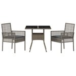 vidaXL Ensemble de salle à manger de jardin 3 pièces en poly rattan gris