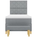 vidaXL Lit à ressorts avec matelas & banc Gris clair 90x190 cm tissu