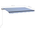 vidaXL Auvent automatique capteur de vent/LED 450x300 cm Bleu et blanc
