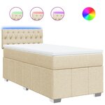 vidaXL Sommier à lattes de lit avec matelas Crème 100x200 cm Tissu