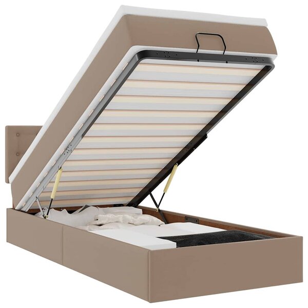 VidaXL Lit ottoman et matelas cappuccino 80x200 cm similicuir