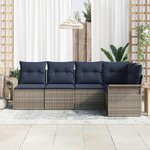 vidaXL Ensemble de canapé de jardin avec stockage 5 Pièces Gris polyrotin