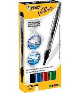 Etui 4 Feutres tableau blanc effaçable LIQUID INK Pocket Pte Ogive Moy. N/B/R/V VELLEDA
