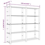 vidaXL Support de rangement à 5 niveaux noir 170x38x170 cm bois pin