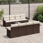 vidaXL Ensemble de canapé de jardin avec coussin 9 Pièces Marron et Crème