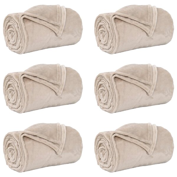 vidaXL Couvertures à jeter 6 Pièces Beige 130 x 150 cm Toison