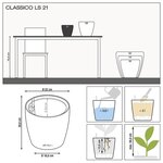 LECHUZA Jardinière de table CLASSICO LS 21 ALL-IN-ONE blanc brillant