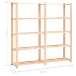 vidaXL Étagère de stockage 5 niveaux 170x38x170 cm Pin solide 500 kg