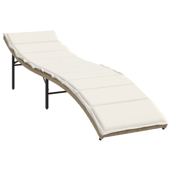vidaXL Chaise longue avec coussin beige 55x199x50 cm résine tressée