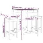 vidaXL Ensemble de bar de jardin 3 Pièces blanc bois de pin massif