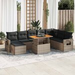 vidaXL Salon de jardin 9 Pièces avec coussins gris résine tressée