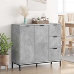 vidaXL Buffet Gris béton 89 5 x 33 x 82 cm Bois d'ingénierie
