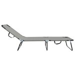 vidaXL Chaise longue pliante 2 Pièces portable en tissu Oxford gris 600D