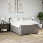 vidaXL Sommier à lattes de lit avec matelas Taupe 160x200 cm Tissu