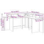 vidaXL Bureau et lumières LED chêne fumé 152x152x91cm bois ingénierie