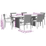 vidaXL Ensemble à manger de jardin et coussins 7 Pièces gris rotin