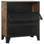 vidaXL Armoires de rangement 2 Pièces Marron 72x36x82 cm Métal et MDF
