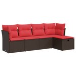 vidaXL Salon de jardin avec coussins 5 Pièces marron résine tressée