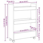 vidaXL Chariot de Rangement Étroit Chêne noir 60 x 22 x 80 cm