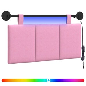 vidaXL Tête de lit suspendue Avec lumière LED Rose Tissu