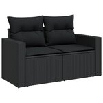 vidaXL Salon de jardin 8 Pièces avec coussins noir résine tressée