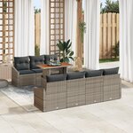 vidaXL Ensemble de salle à manger de jardin de 8 pièces avec coussins gris en poly rotin acacia