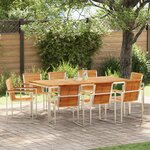Ensemble de salle à manger jardin vidaXL 9 pièces en teck massif