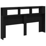 Tête de lit de rangement vidaXL avec éclairage LED Chêne noir 180x18 5x103 5 cm