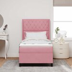 vidaXL Lit à ressorts avec tête de lit Rose 90 x 200 cm Velours