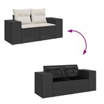 vidaXL Salon de jardin 5 Pièces avec coussins noir résine tressée