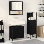 vidaXL Ensemble de mobilier de salle de bain avec étagère 3 Pièces Noir