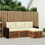 vidaXL Ensemble de canapés d'extérieur 4 pc Naturel et Crème