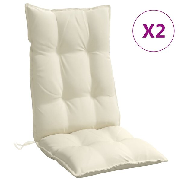 vidaXL Coussins de chaise à dossier haut lot de 2 crème tissu oxford
