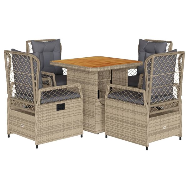 vidaXL Ensemble à manger de jardin avec coussins 5Pièces Beige poly rotin