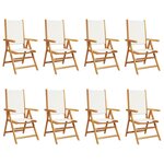 vidaXL Chaises inclinables de jardin lot de 8 tissu et bois massif