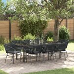 vidaXL Ensemble de salle à manger de jardin 9 pièces avec coussins en poly rotin noir