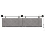 vidaXL Tête de lit suspendue Avec lumière LED Gris clair Velours