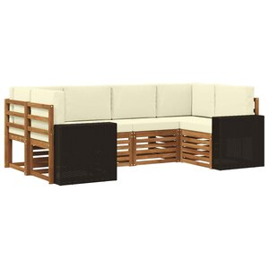 vidaXL Ensemble de canapés d'extérieur 6 pc Naturel et Crème Polyester