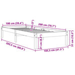 vidaXL Cadre de lit sans matelas cire marron 100x200cm bois pin massif