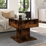 vidaXL Table basse avec LED chêne fumé 50x50x45 cm bois d'ingénierie