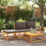 vidaXL Salon de jardin avec coussins 4 Pièces bois d'acacia massif