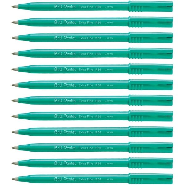 Stylo Roller Encre Ball Pentel R56 Pointe Fine Noir x 12 PENTEL