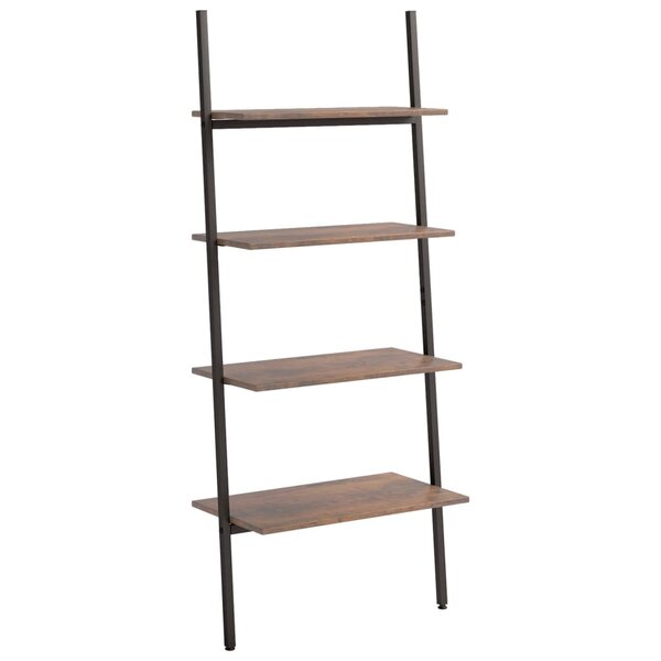 vidaXL Étagère inclinée à 4 niveaux Marron foncé et noir 64x34x150 5cm