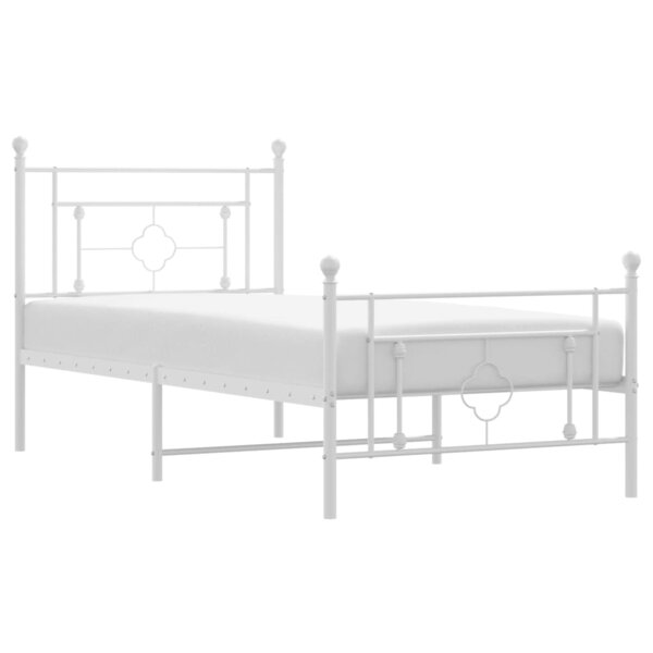 vidaXL Cadre de lit métal avec tête de lit/pied de lit blanc 90x200 cm