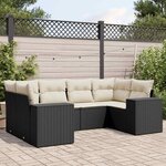 vidaXL Salon de jardin 6 Pièces avec coussins noir résine tressée